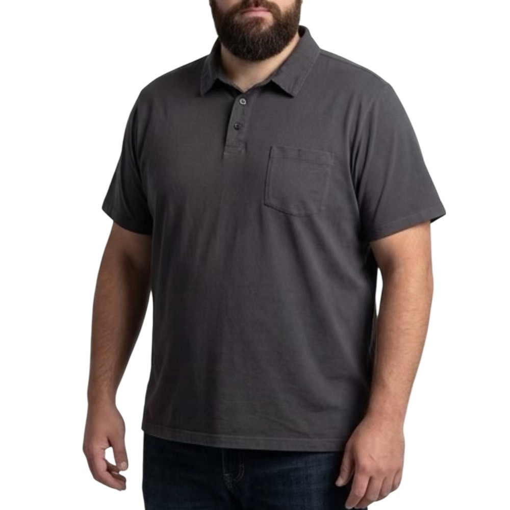 Boulder Creek Mens 5XL Big‎ Polo Shirt Charcoal Gray Cotton Pocket Short Sleeve